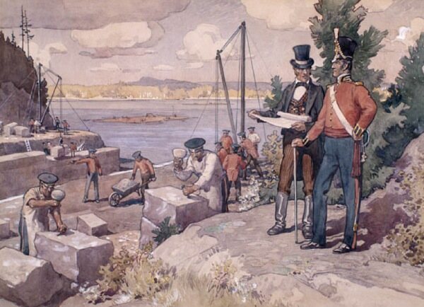 Colonel John By overseeing construction of the Rideau Canal locks